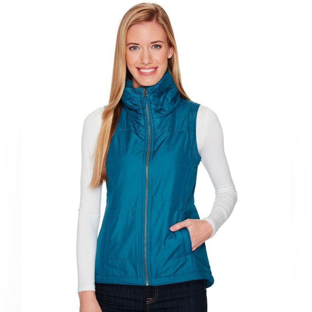Columbia Lightweight Insulated Puffer Vest with Fleece Lining Teal size Large